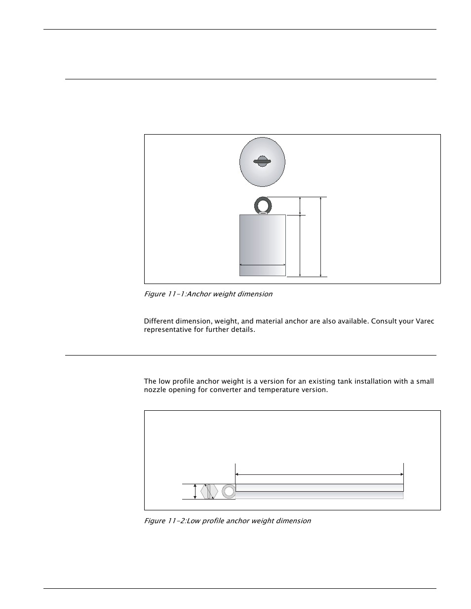 11 accessories, 1 anchor weight (tall profile), 2 anchor weight (low profile) | Varec 4532 User Manual | Page 59 / 70