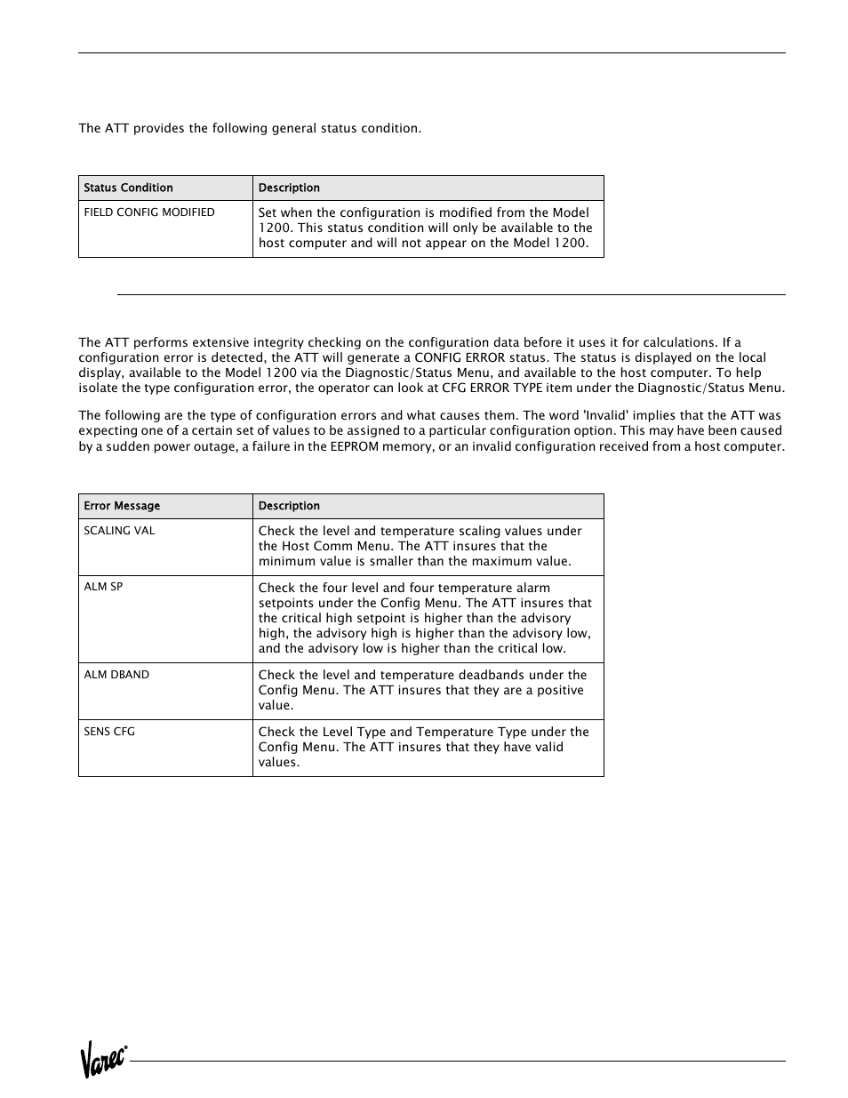 Att configuration error checking | Varec 4000 User Manual | Page 39 / 78