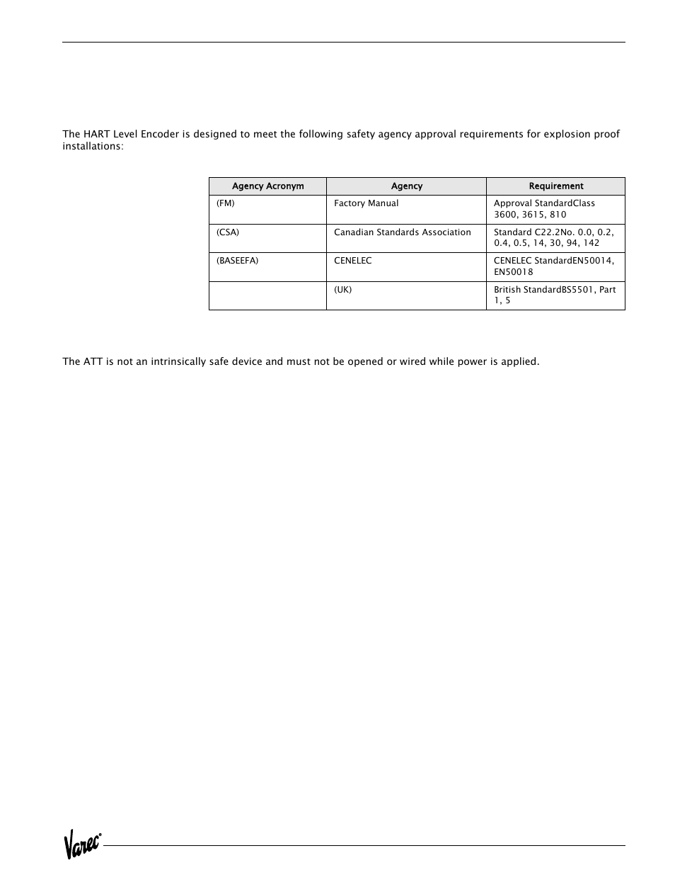 1 explosion proof, 2 intrinsic safety, 2 safety agency approvals | Varec 4000 User Manual | Page 43 / 78