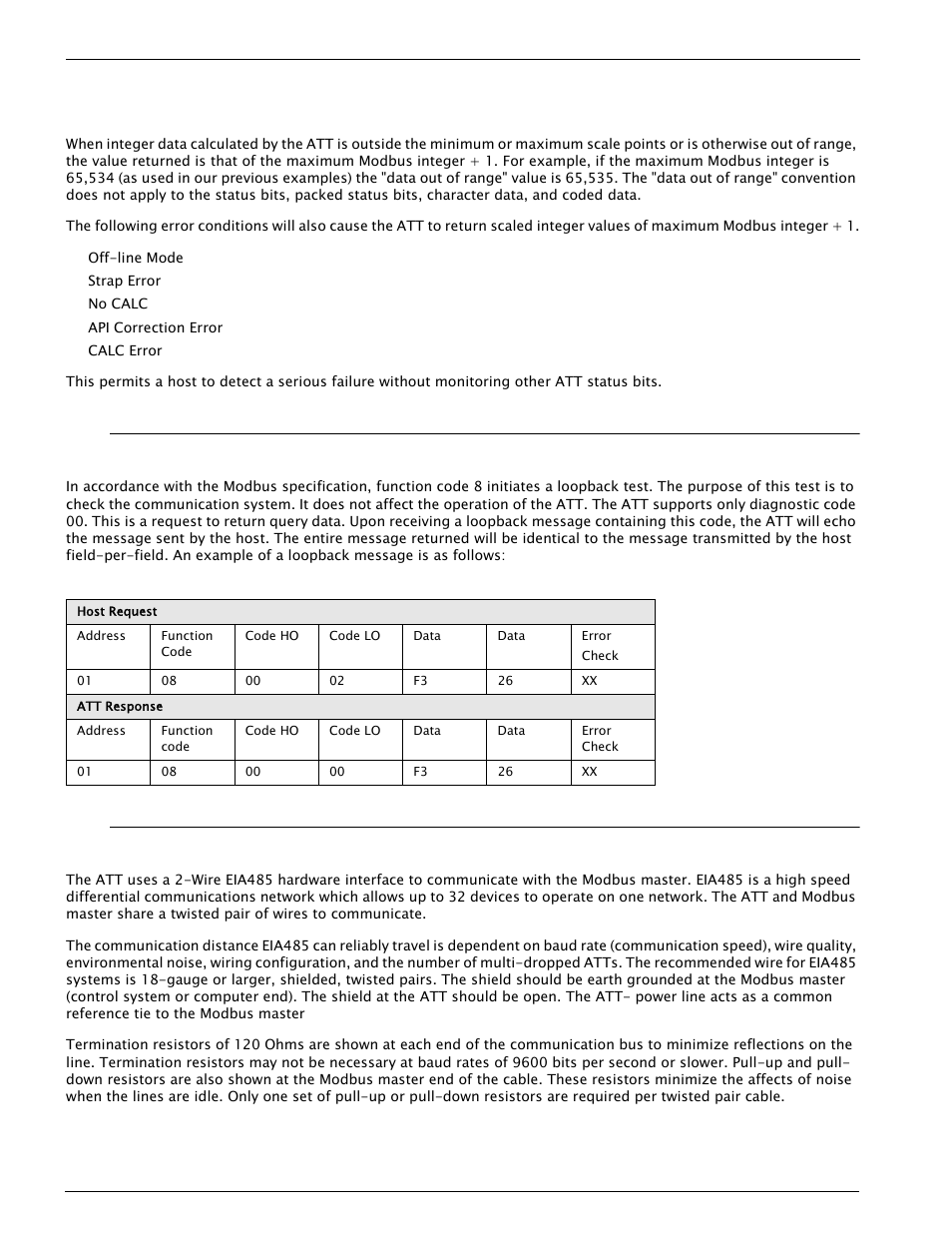 10 loopback test, 11 hardware implementation, 9 data out of range | Varec 4000 User Manual | Page 64 / 78