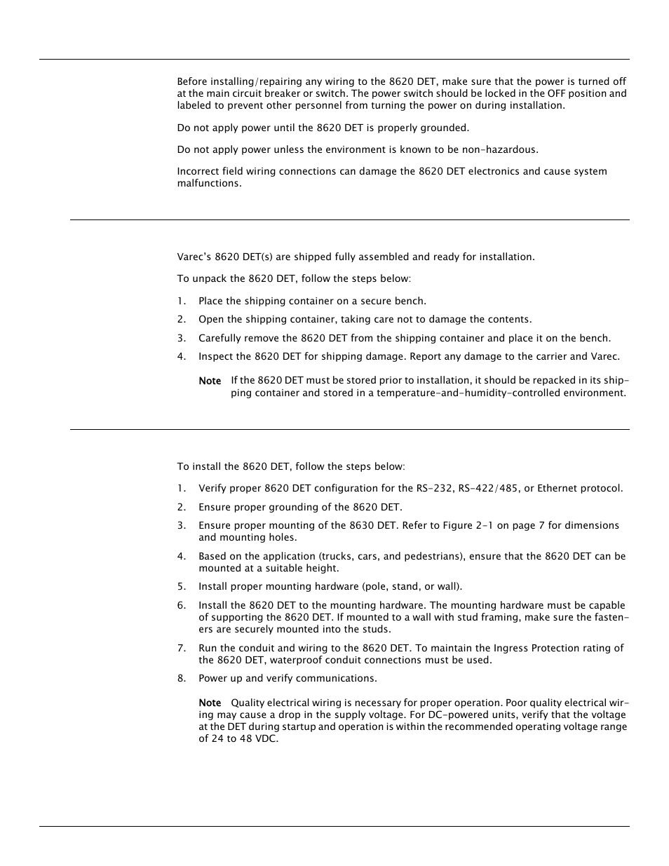 4 unpacking, 5 installation | Varec Driver Entry Terminal 8620 User Manual | Page 14 / 40