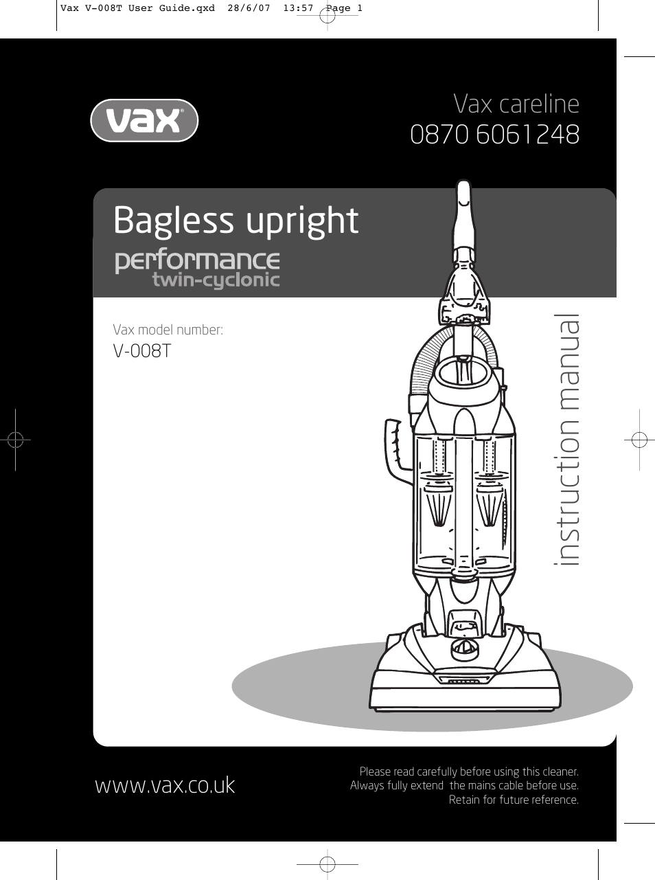 Vax V-008T User Manual | 16 pages