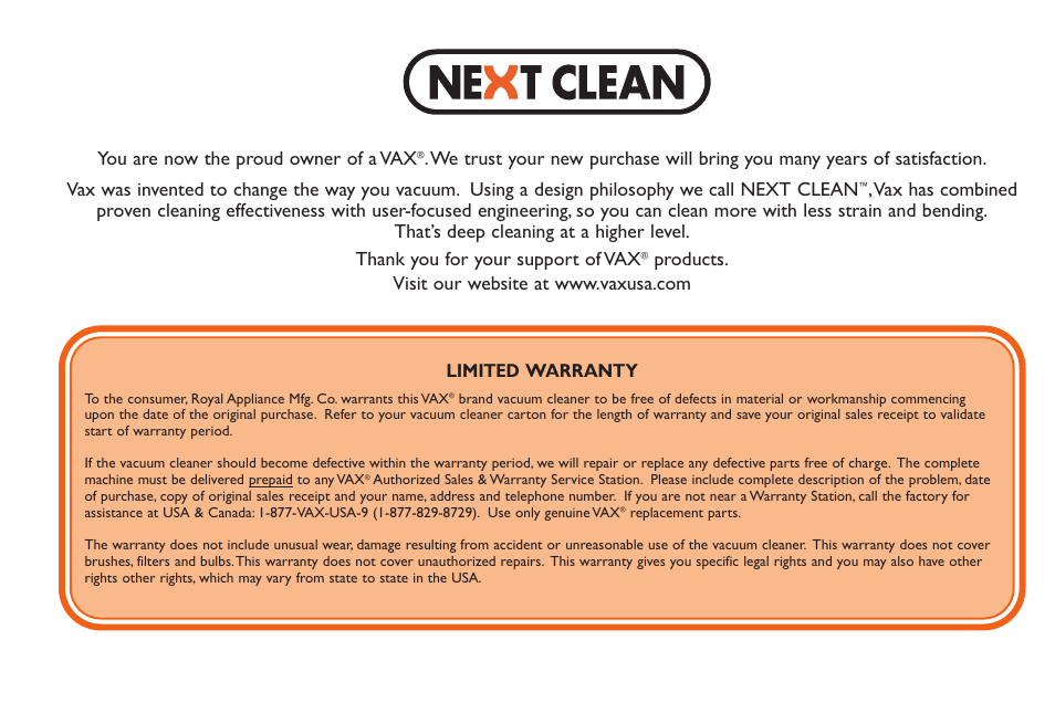 You are now the proud owner of a vax | Vax X3 User Manual | Page 2 / 46