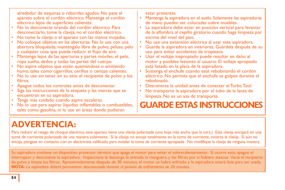 Advertencia, Guarde estas instrucciones | Vax X3 User Manual | Page 35 / 46