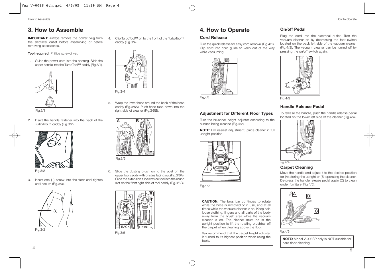 How to assemble, How to operate | Vax V-008 User Manual | Page 3 / 9