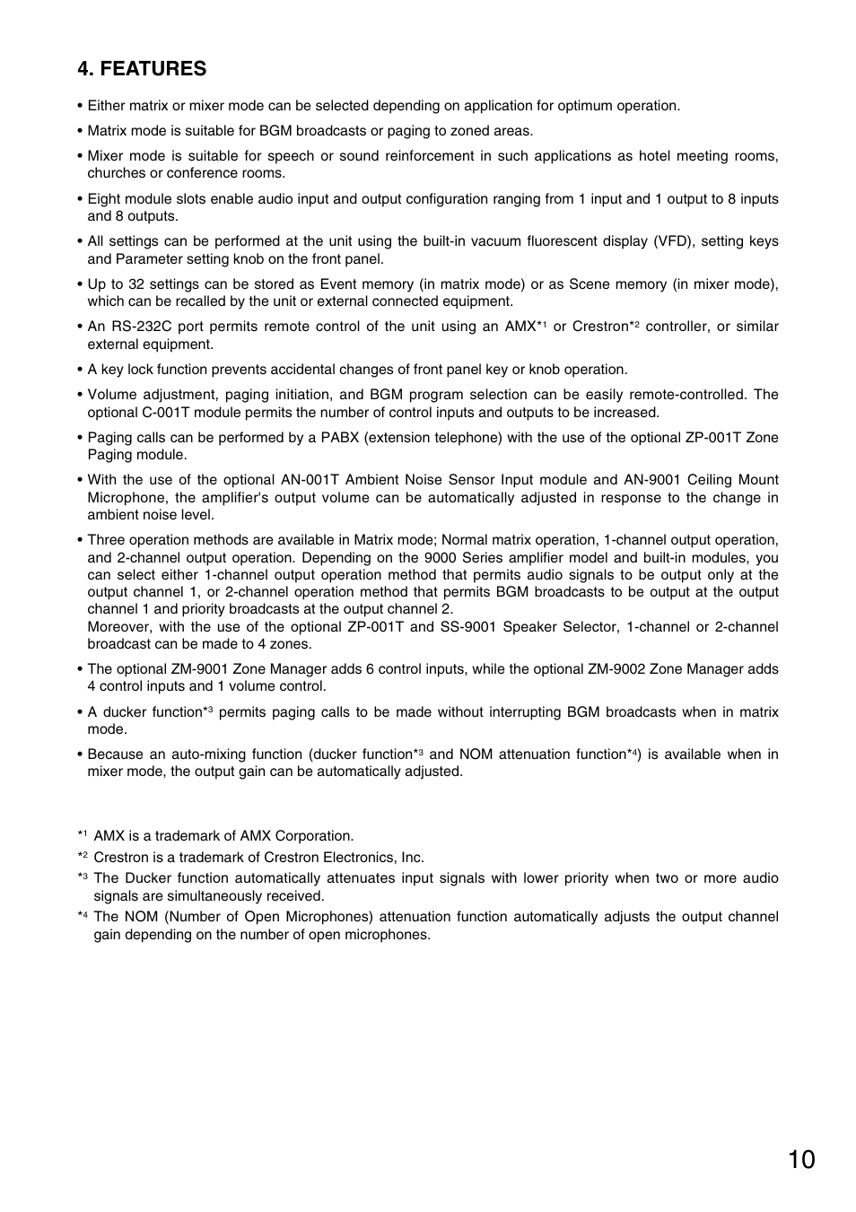 Features | Vax M-9000 User Manual | Page 10 / 138