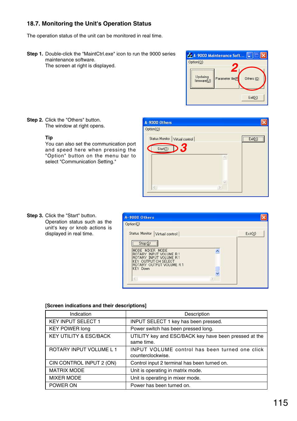 Monitoring the unit's operation status | Vax M-9000 User Manual | Page 115 / 138