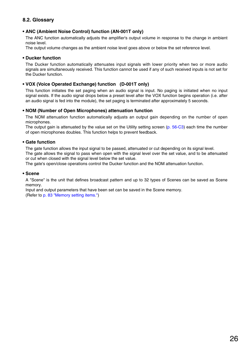 Glossary | Vax M-9000 User Manual | Page 26 / 138