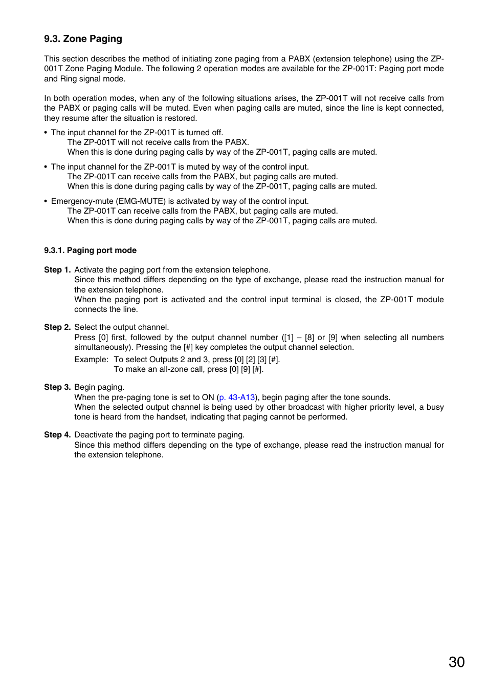 Zone paging, Paging port mode | Vax M-9000 User Manual | Page 30 / 138