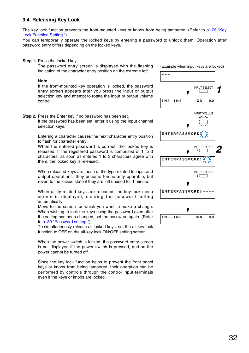 Releasing key lock | Vax M-9000 User Manual | Page 32 / 138