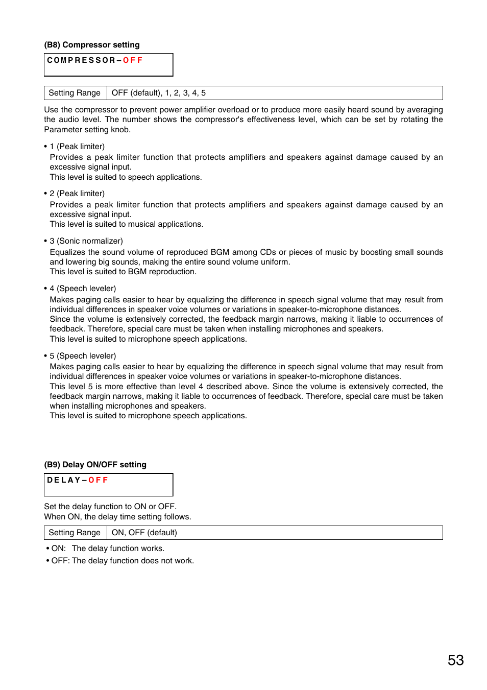 Compressor setting, P. 53-b8), P. 53-b9) | Vax M-9000 User Manual | Page 53 / 138