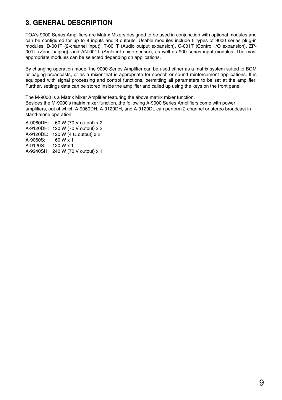 General description | Vax M-9000 User Manual | Page 9 / 138