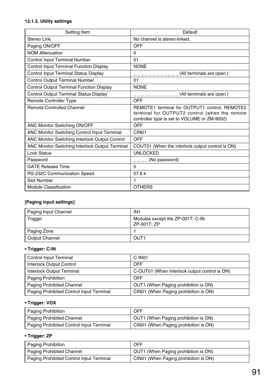Utility settings | Vax M-9000 User Manual | Page 91 / 138