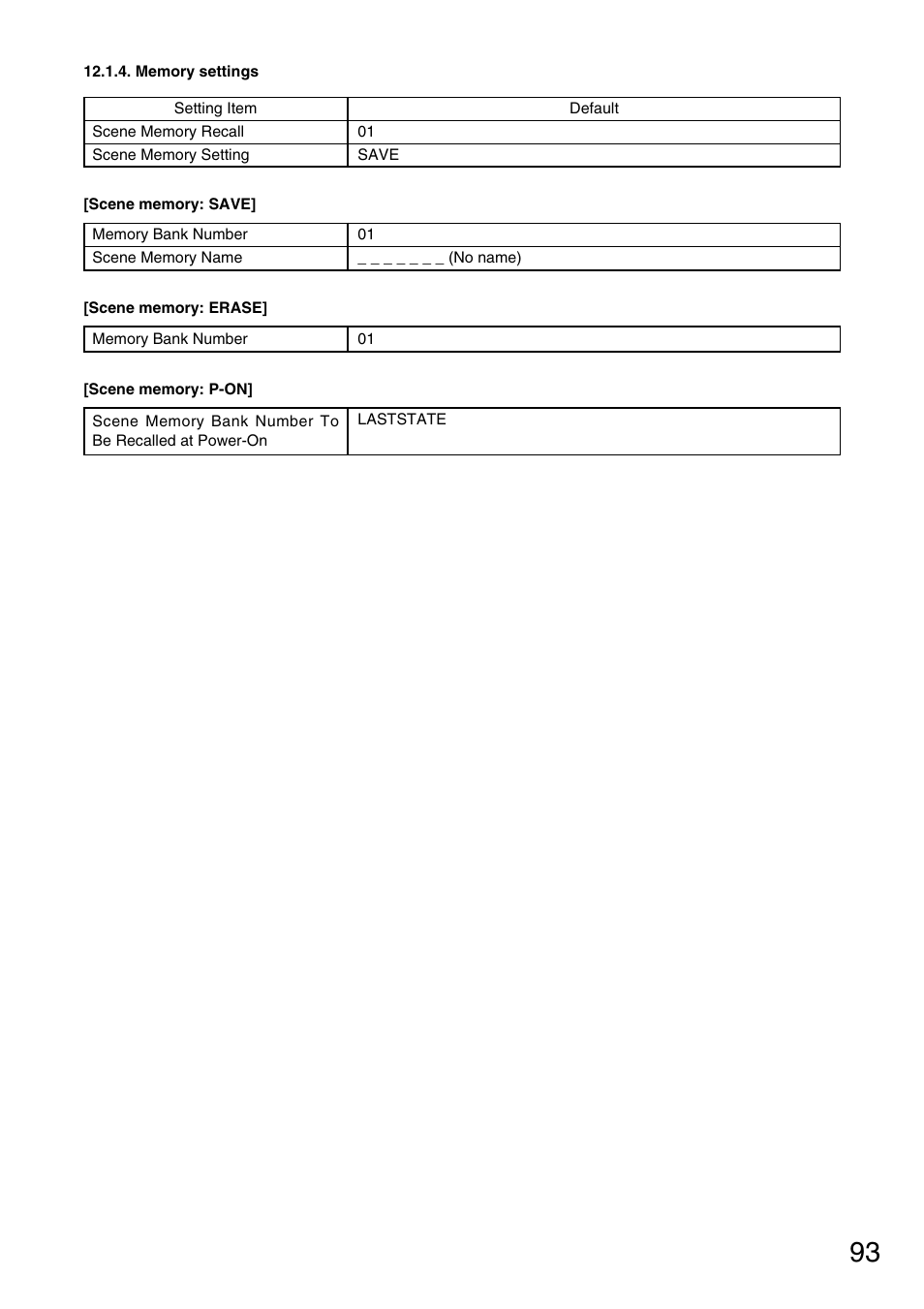 Memory settings | Vax M-9000 User Manual | Page 93 / 138