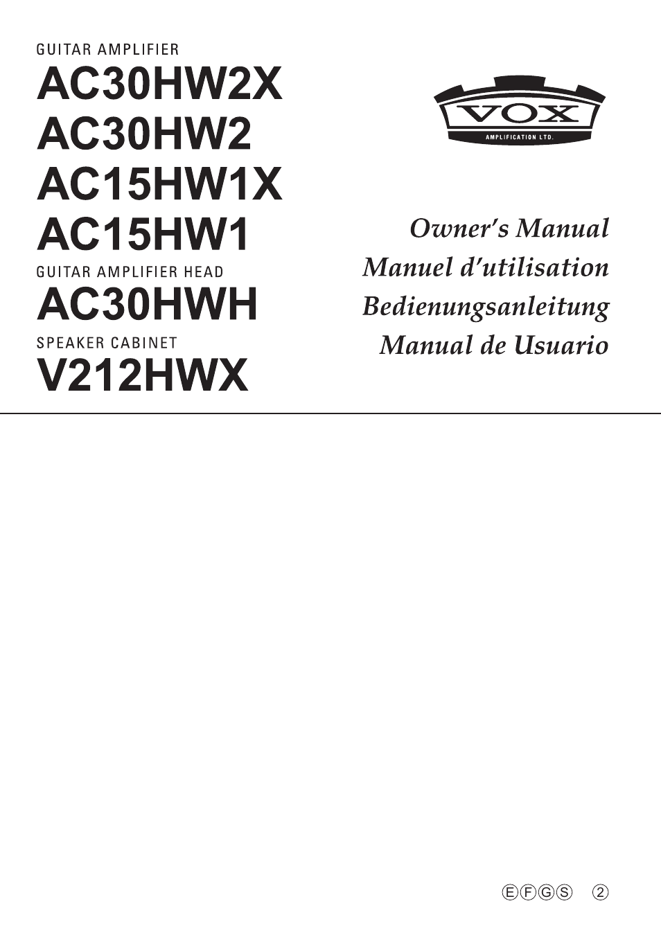 VOX Amplification USA V212HWX User Manual | 28 pages
