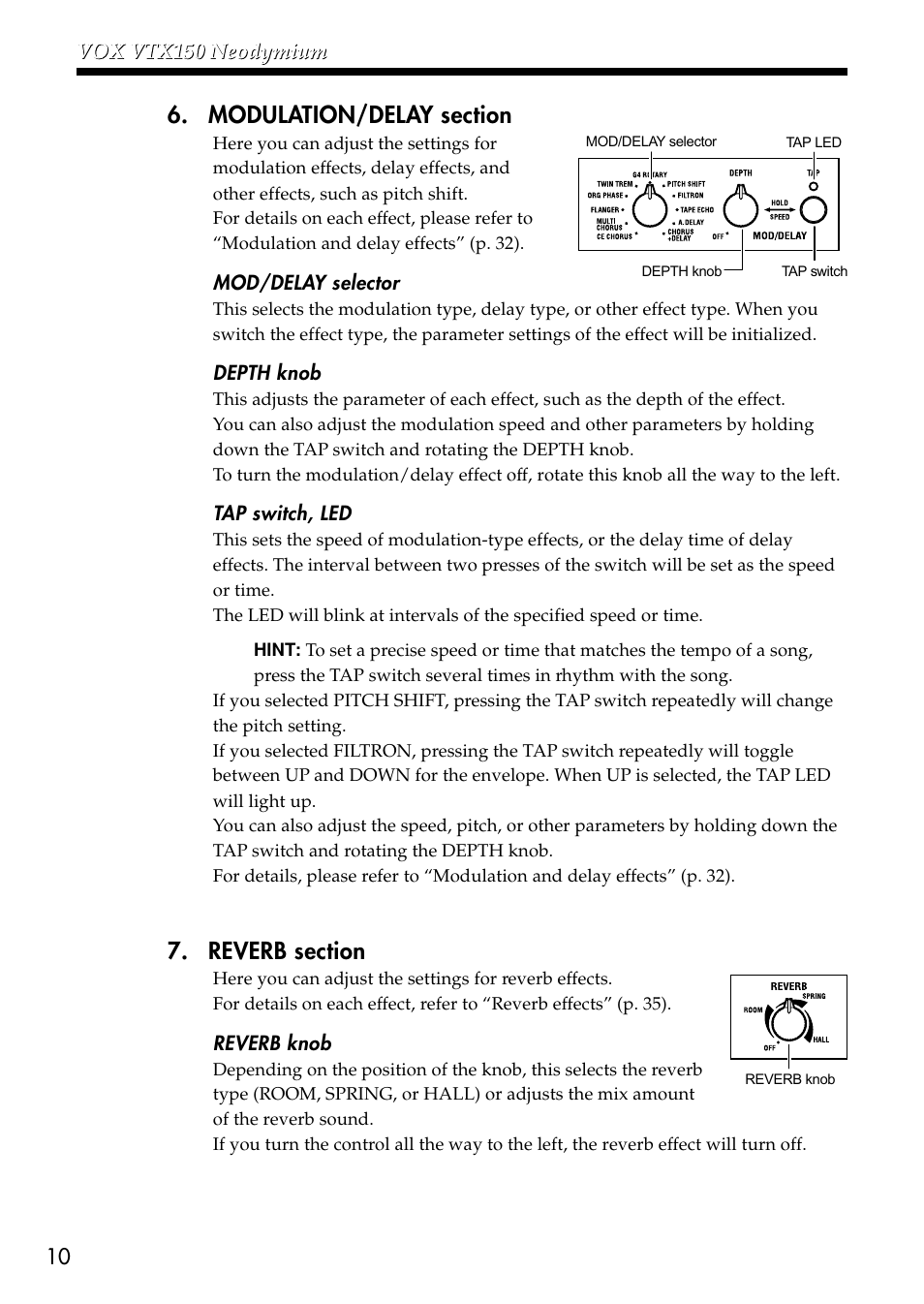 VOX Amplification USA VTX150 User Manual | Page 10 / 44