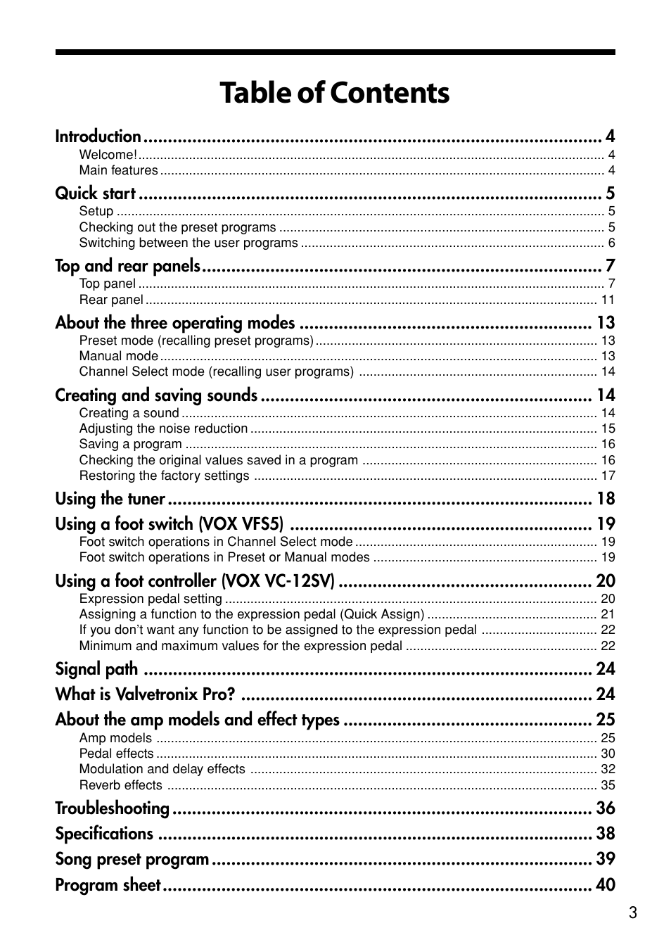 VOX Amplification USA VTX150 User Manual | Page 3 / 44