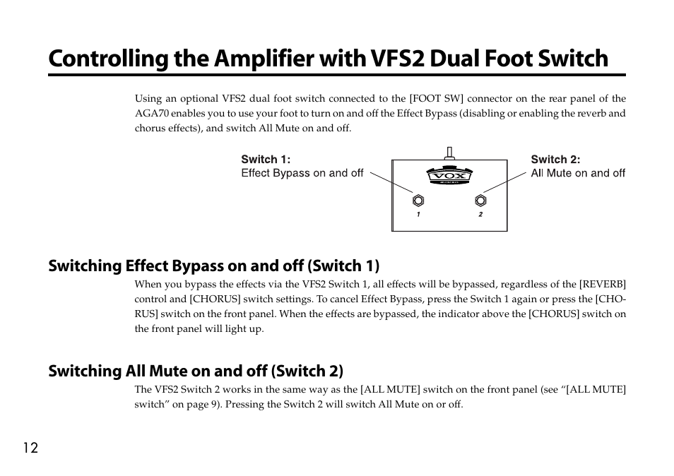 VOX Amplification USA AGA70 User Manual | Page 12 / 16