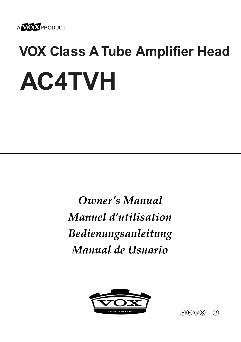 VOX Amplification USA AC4TVH User Manual | 18 pages