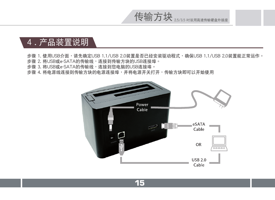 傳輸方塊, 4 . 產品裝置說明 | Vantec NST-D150SU-BK User Manual | Page 16 / 23