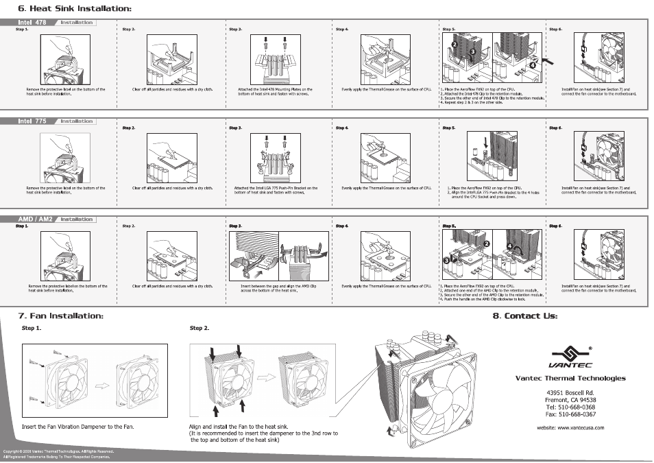 Vantec CPU Cooler VAF-9225 User Manual | Page 2 / 2