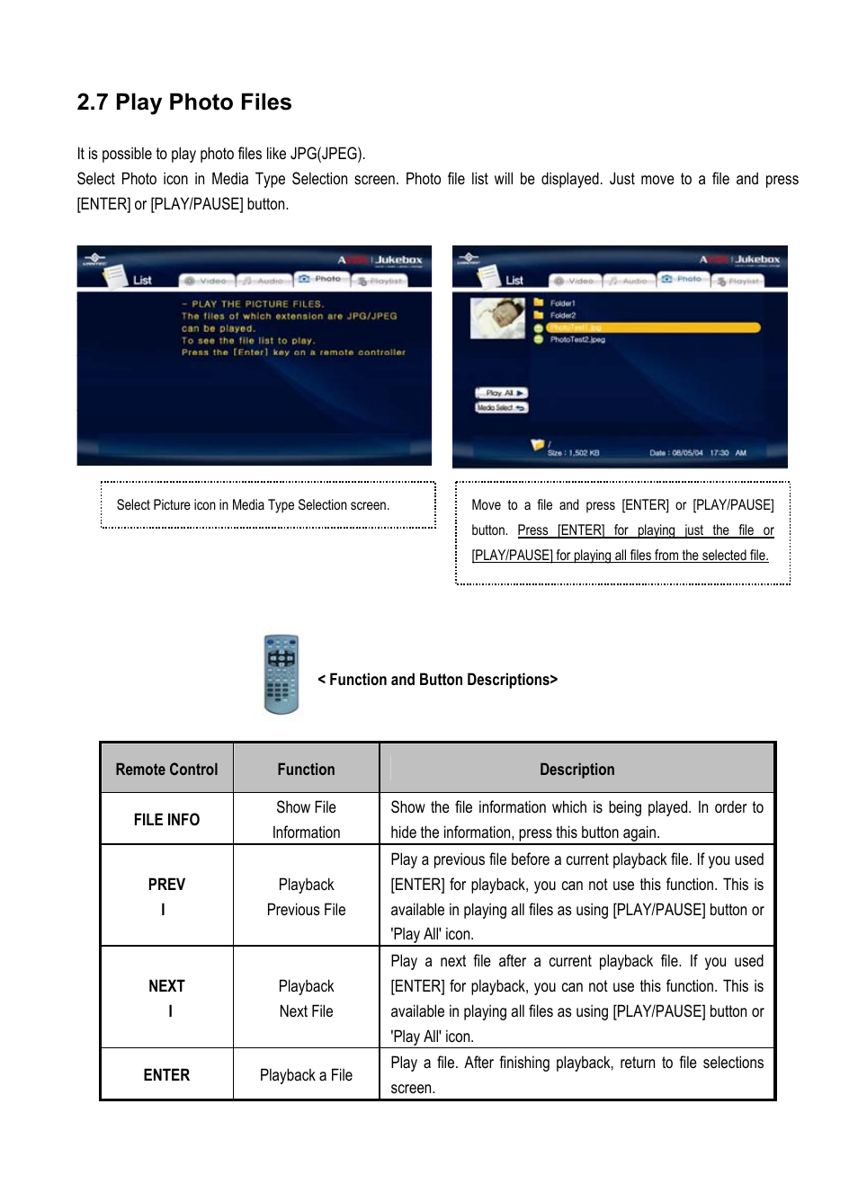 7 play photo files | Vantec Jukebox User Manual | Page 32 / 36