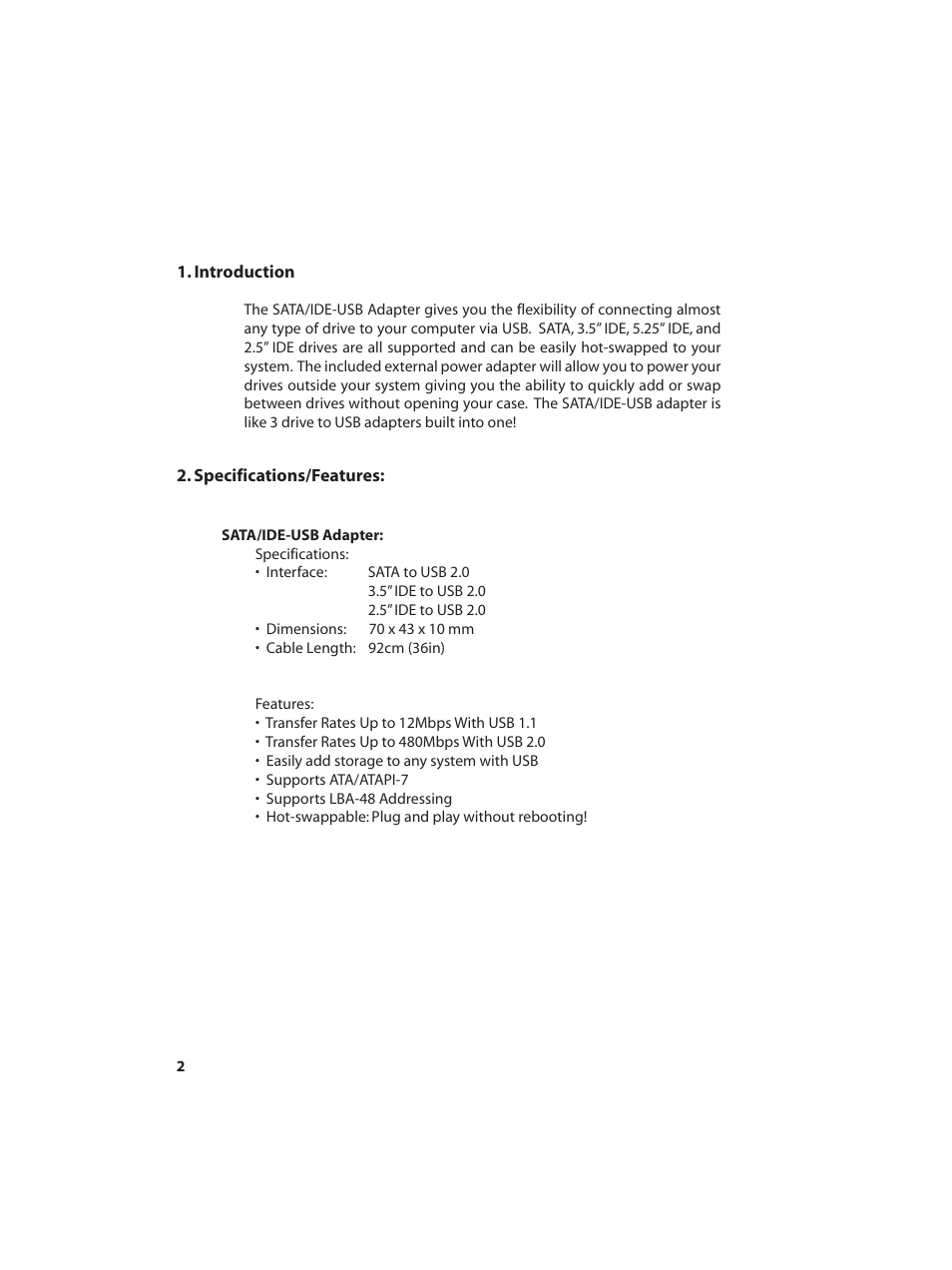 Vantec SATA/IDE to USB 2.0 Adapter None User Manual | Page 4 / 15