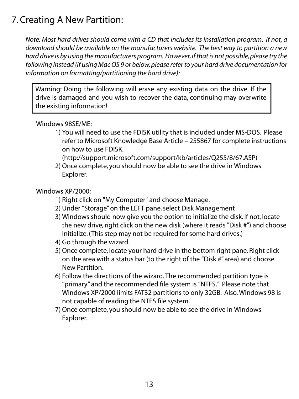 Creating a new partition | Vantec NEXSTAR NST-350U2 User Manual | Page 15 / 20