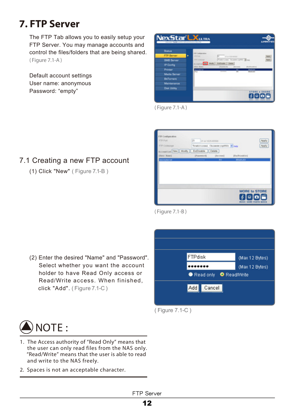 Ftp server | Vantec LX ULTRA User Manual | Page 14 / 33