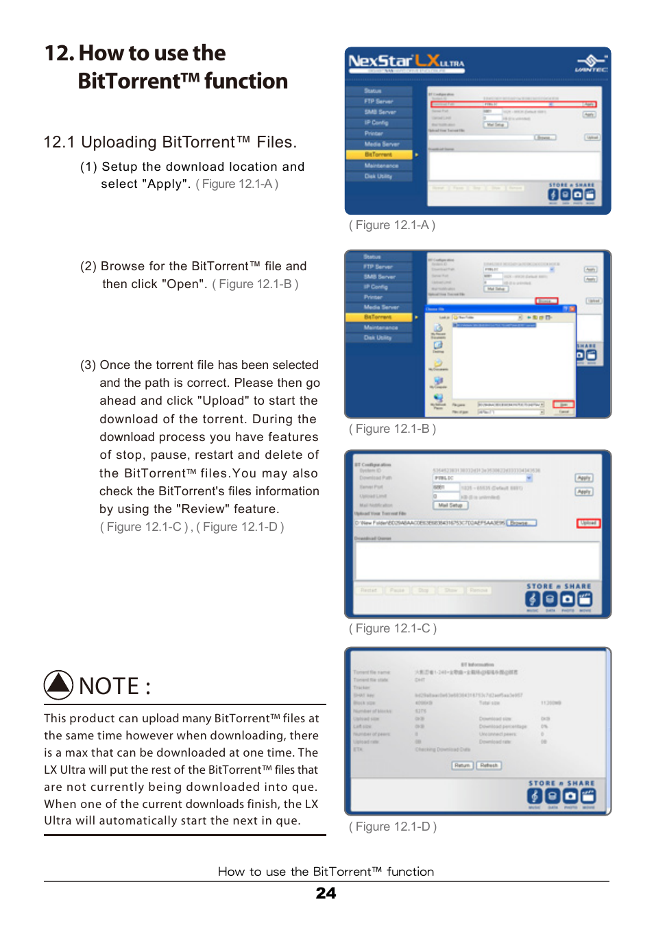 How to use the bittorrent™ function | Vantec LX ULTRA User Manual | Page 26 / 33