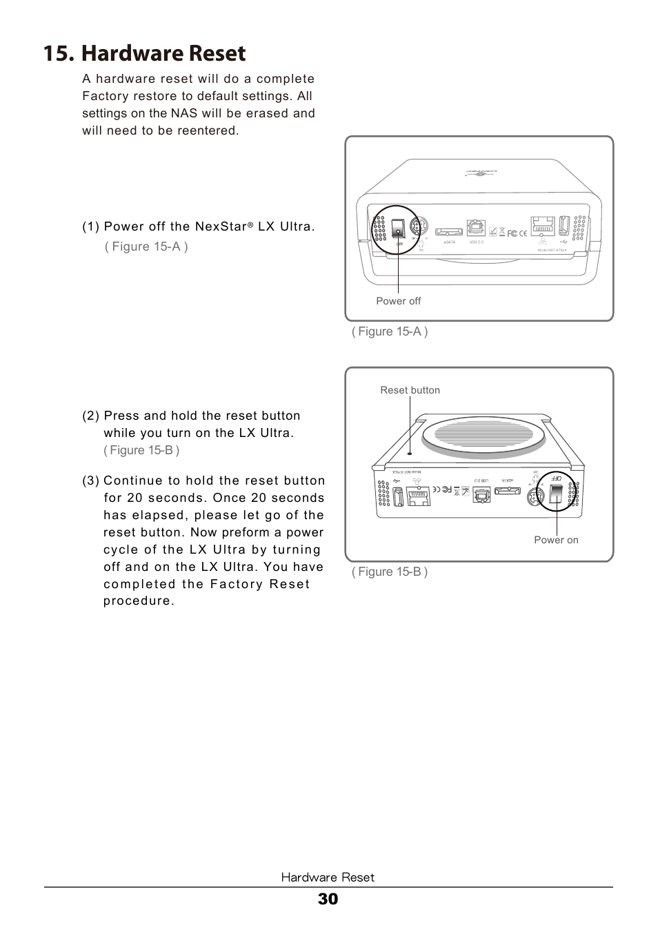 Hardware reset | Vantec LX ULTRA User Manual | Page 32 / 33