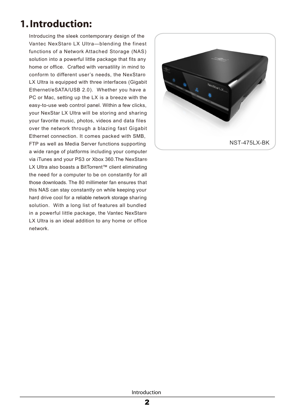 Introduction | Vantec LX ULTRA User Manual | Page 4 / 33