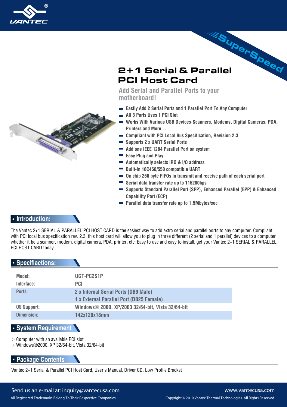 Vantec C128 User Manual | 1 page