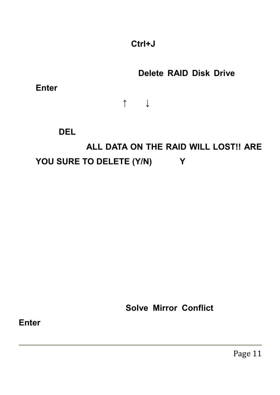 Delete raid disk drive, Solve mirror conflict | Vantec UGT-IS100R User Manual | Page 11 / 22