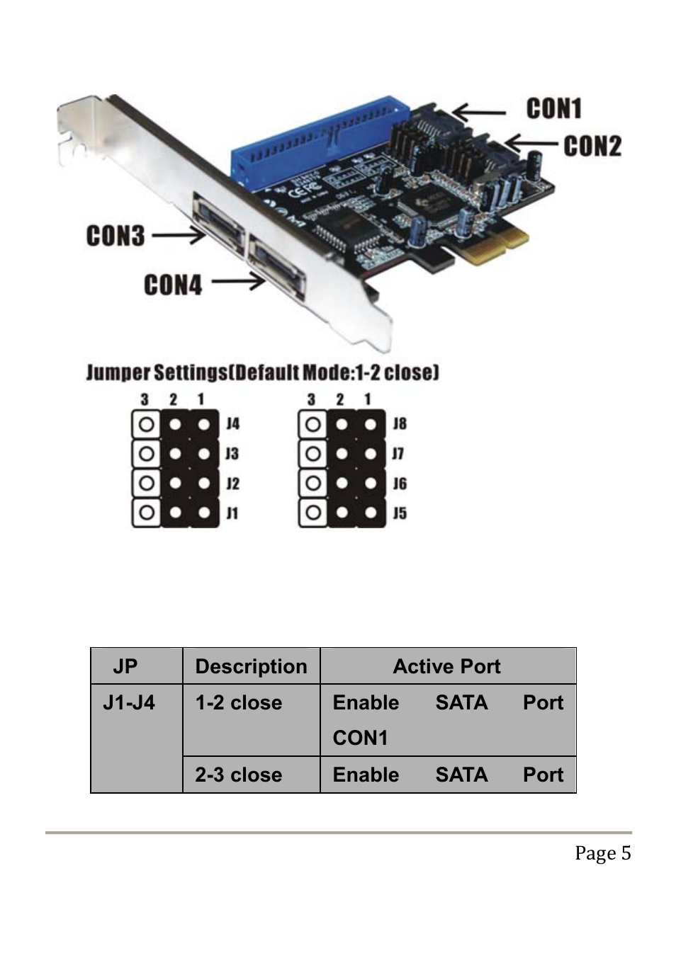 Jumper settings | Vantec UGT-IS100R User Manual | Page 5 / 22