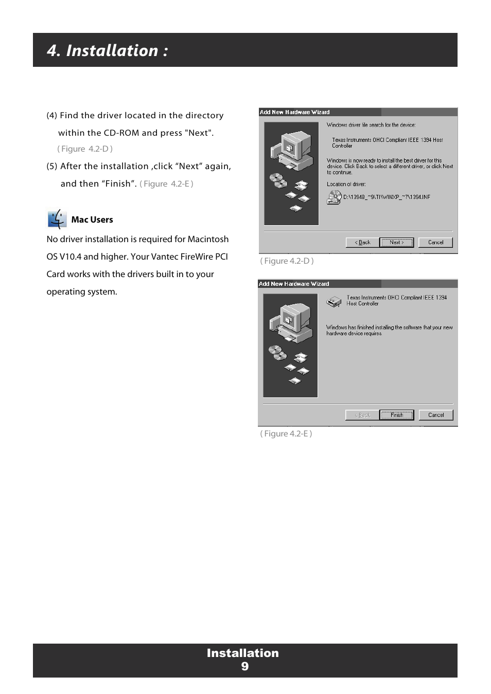 Installation | Vantec FireWire 800 User Manual | Page 11 / 12