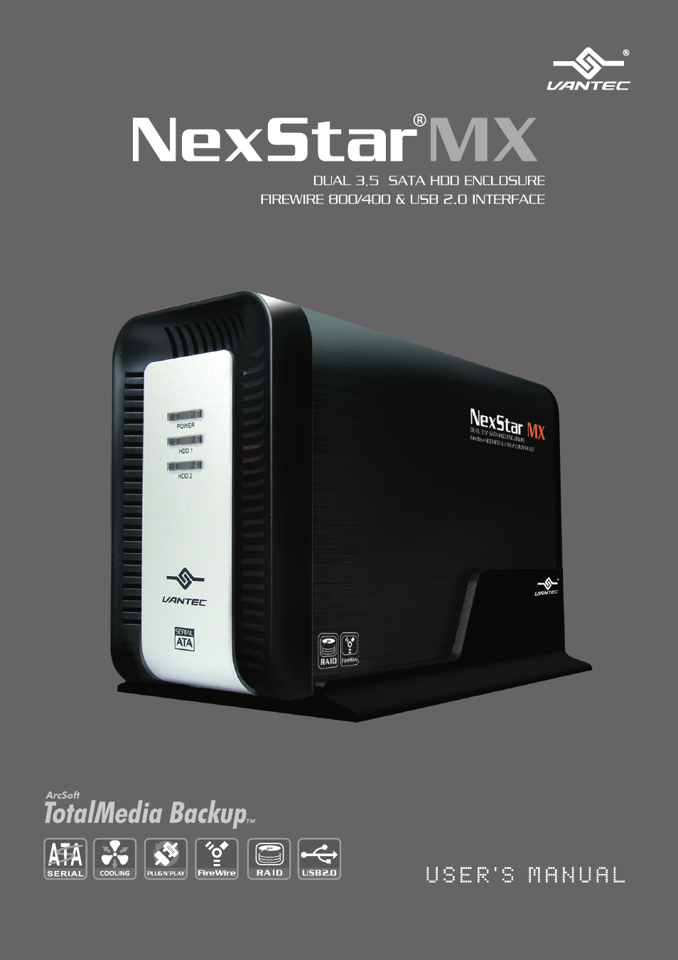 Vantec Dual Bay External HDD Enclosure NexStar MX User Manual | 26 pages