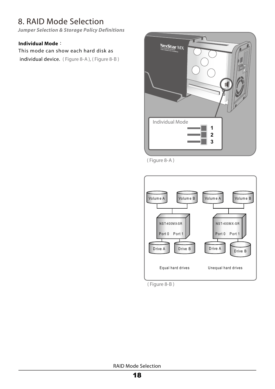 Raid mode selection, Drive b | Vantec Dual Bay External HDD Enclosure NexStar MX User Manual | Page 20 / 26