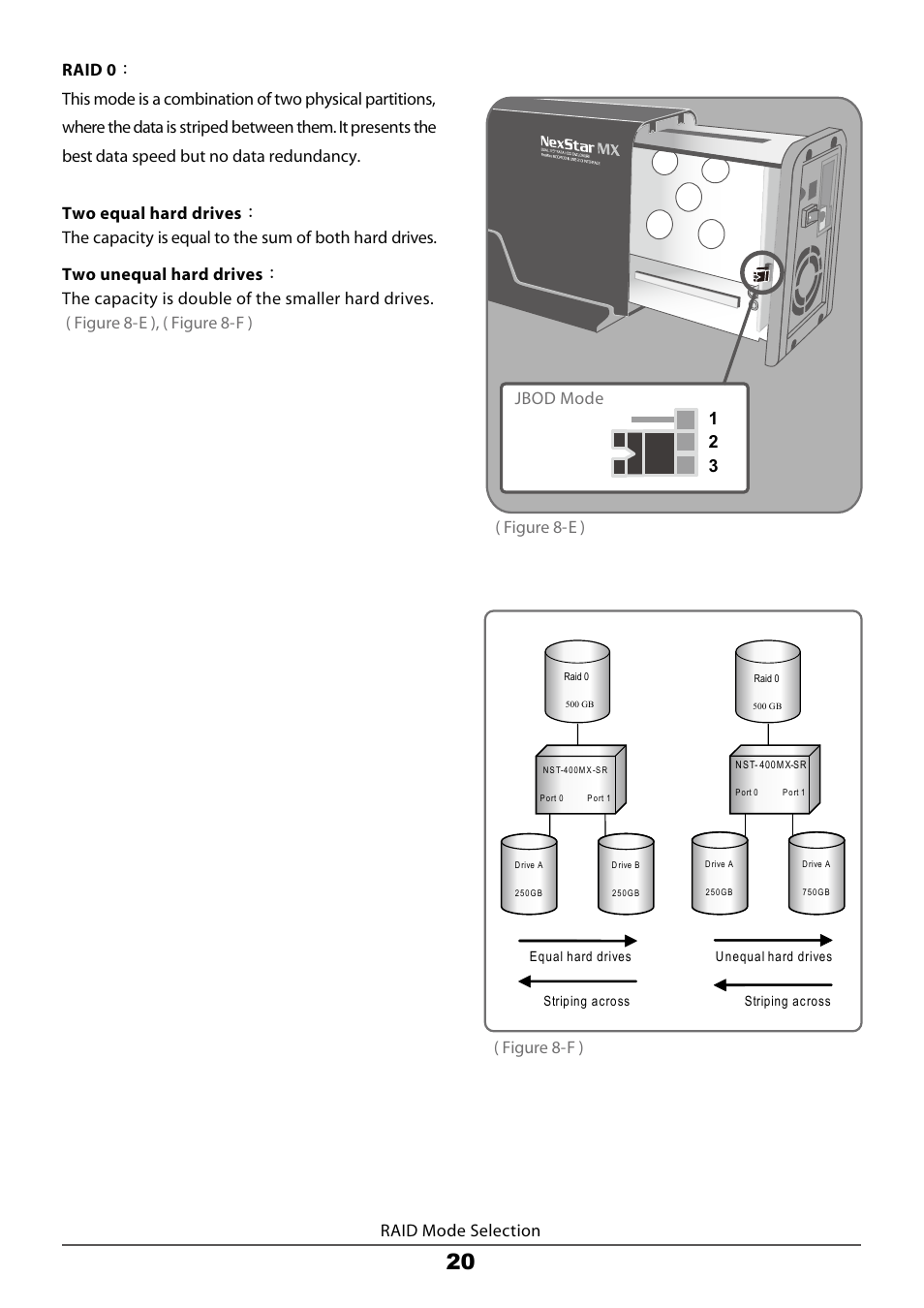 Figure 8-e ) jbod mode 1 2 3 raid mode selection | Vantec Dual Bay External HDD Enclosure NexStar MX User Manual | Page 22 / 26