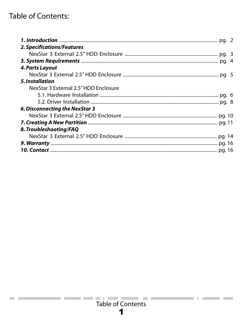 1table of contents | Vantec NexStart.3 NST-260U2-RD User Manual | Page 3 / 18