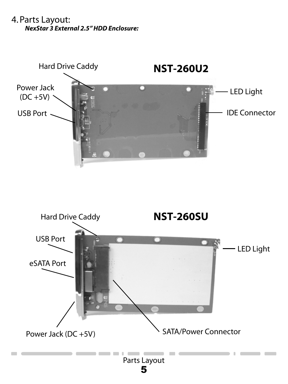 Parts layout | Vantec NexStart.3 NST-260U2-RD User Manual | Page 7 / 18