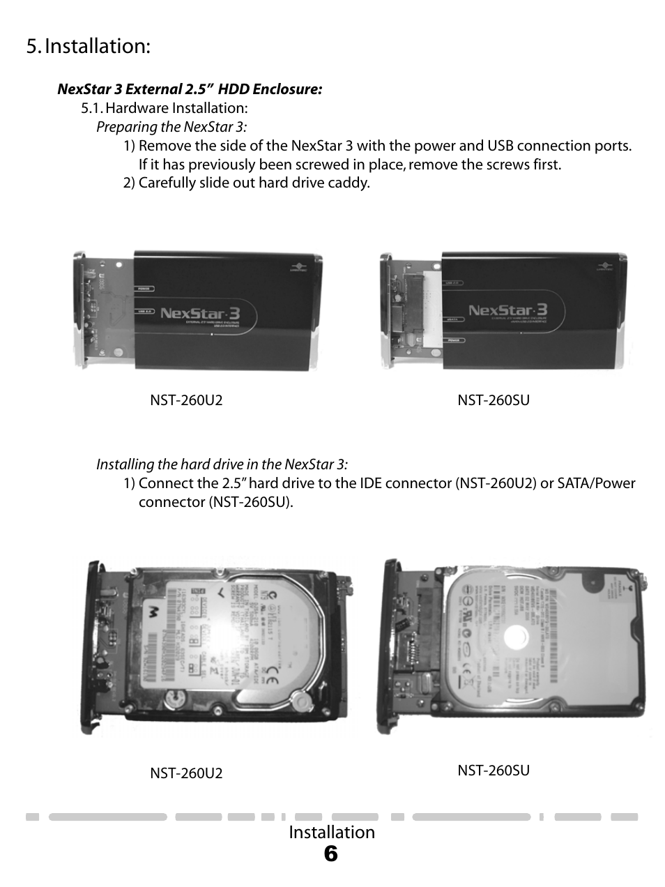 Installation | Vantec NexStart.3 NST-260U2-RD User Manual | Page 8 / 18