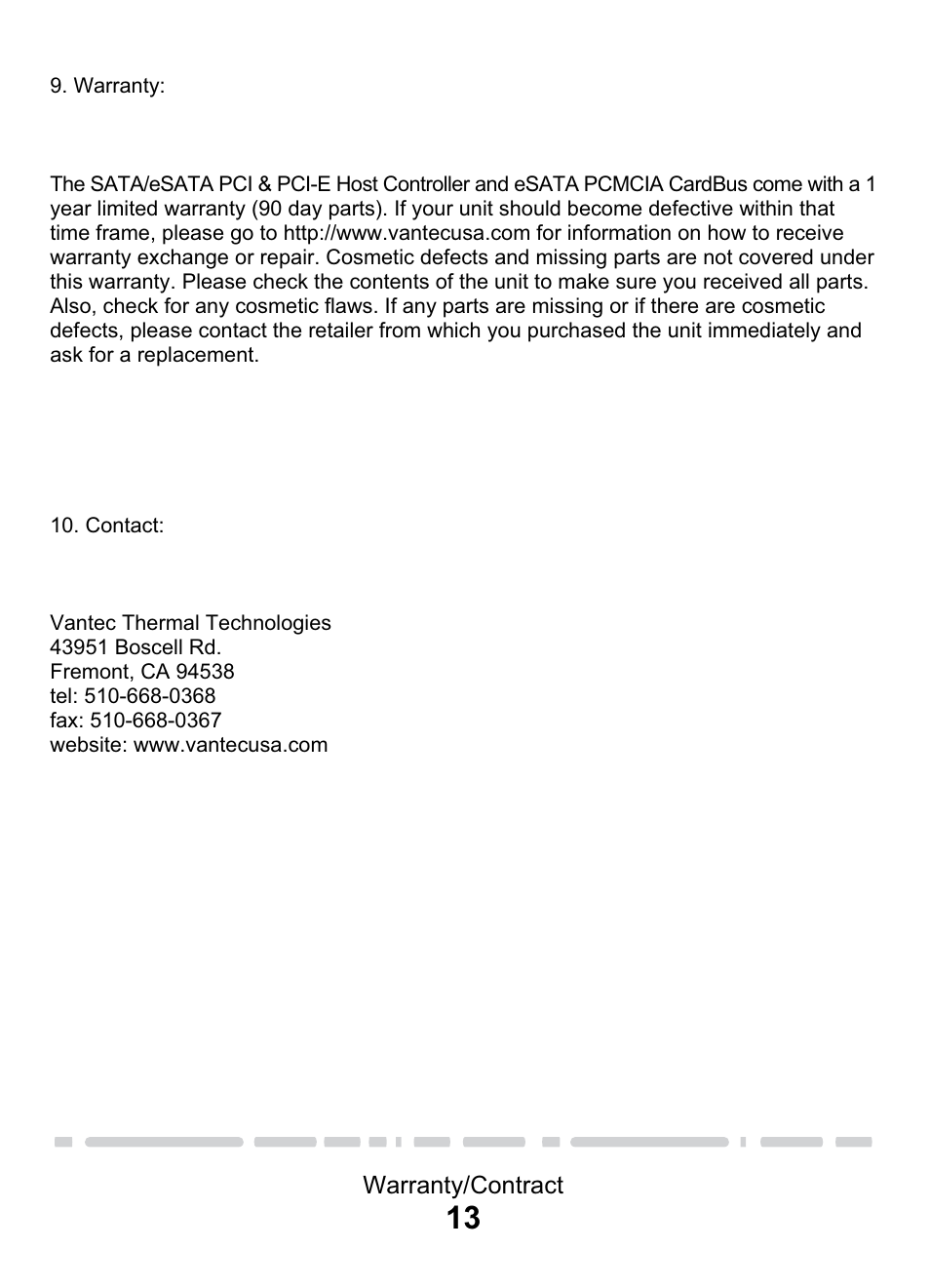 Vantec eSATA PCI & PCI-E Card & CardBus User Manual | Page 15 / 15