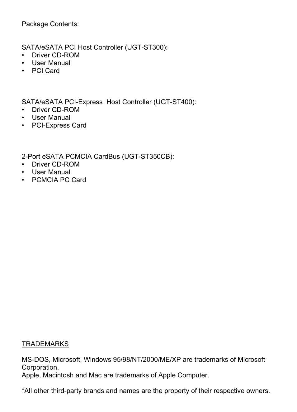 Vantec eSATA PCI & PCI-E Card & CardBus User Manual | Page 2 / 15