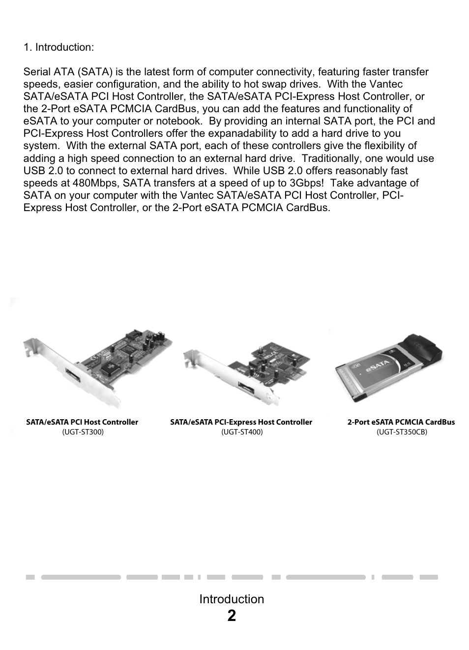 Introduction | Vantec eSATA PCI & PCI-E Card & CardBus User Manual | Page 4 / 15