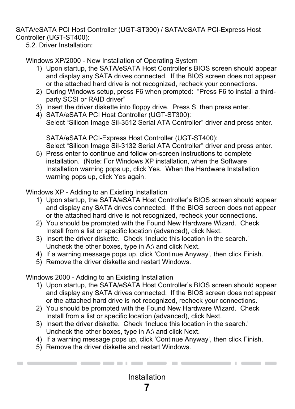 Installation | Vantec eSATA PCI & PCI-E Card & CardBus User Manual | Page 9 / 15