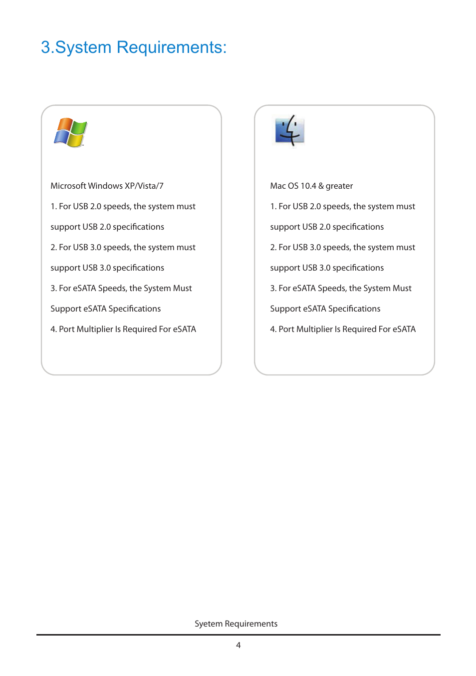 System requirements | Vantec HX4 User Manual | Page 6 / 15