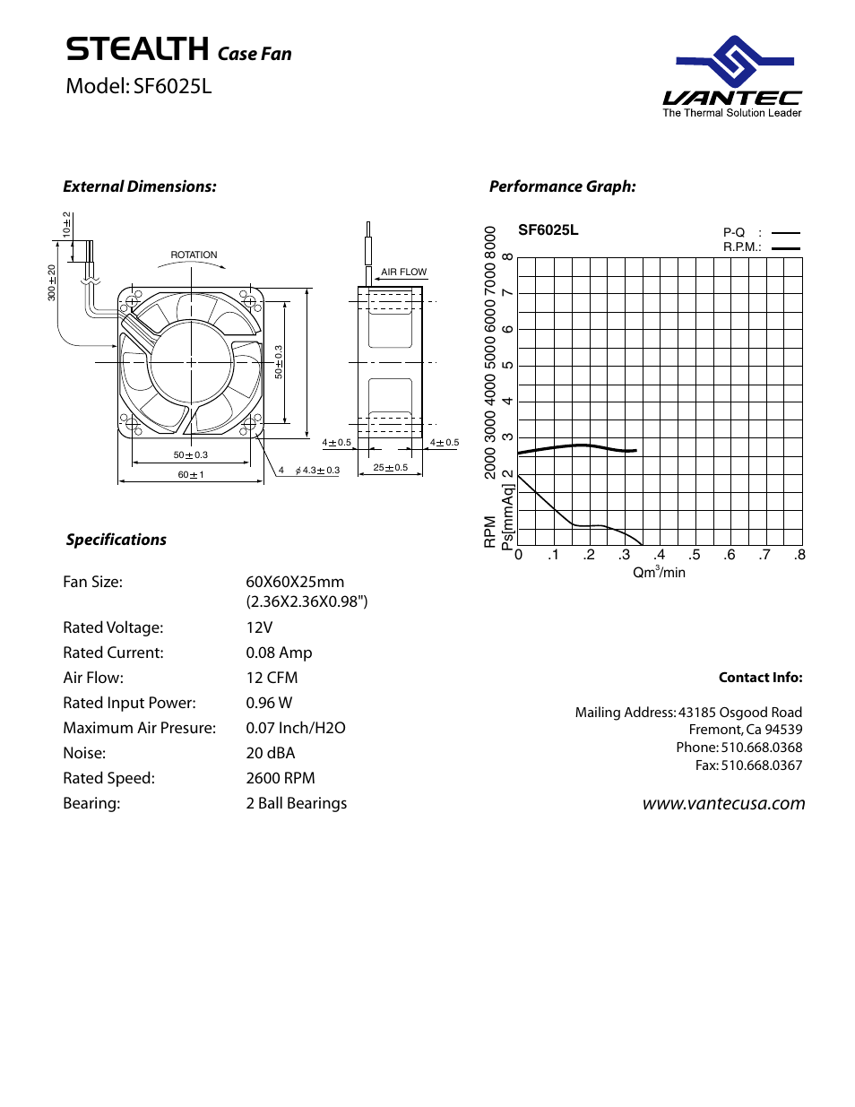 Vantec SF6025L User Manual | 1 page