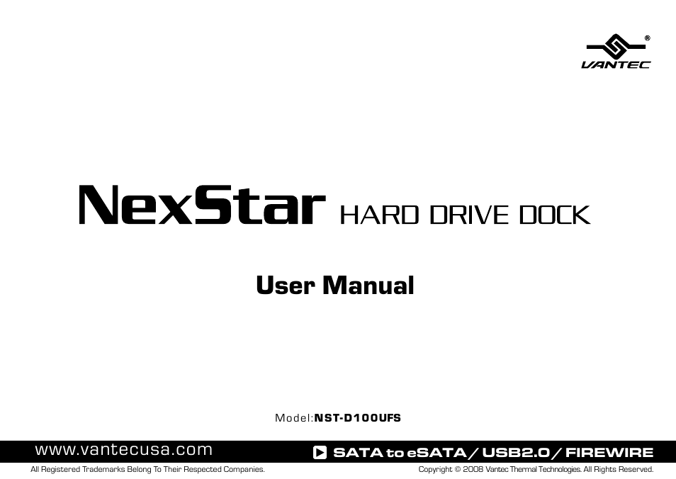 Vantec NEXSTAR NST-D100UFS User Manual | 12 pages