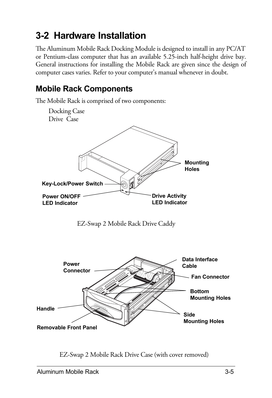 2 hardware installation, Mobile rack components | Vantec EZ-SWAP 2 MRK-300FD-BK User Manual | Page 5 / 11